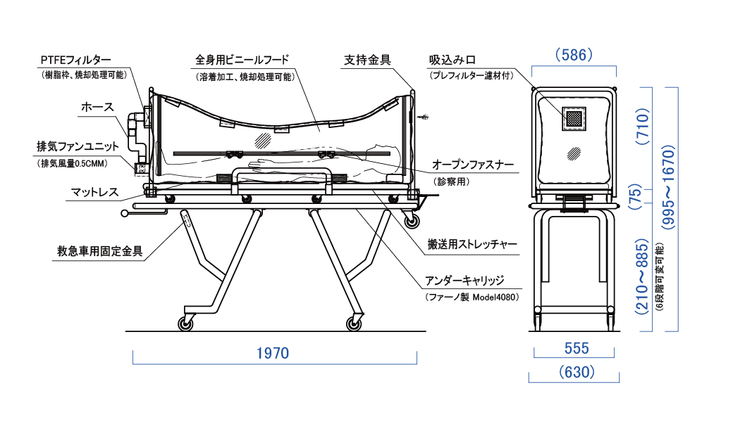 バイオセーフティカプセル(救急車搭載用)｜製品一覧｜日本エアーテック