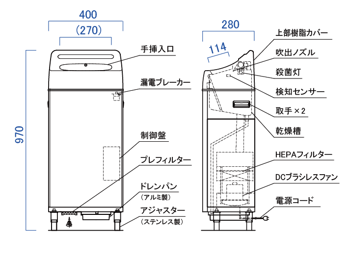 クリーンハンドドライヤー｜製品一覧｜日本エアーテック株式会社